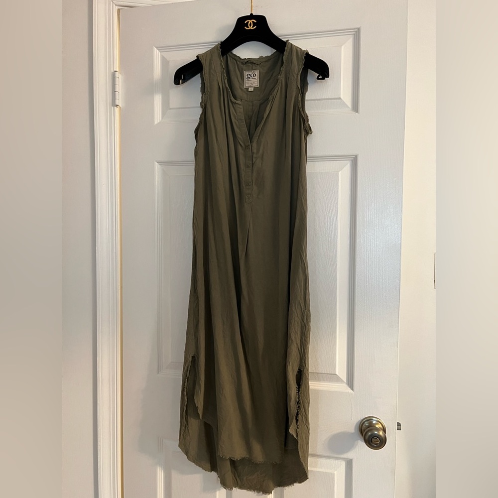 GO by GoSilk go silk dress size S with tie Army Green so cute